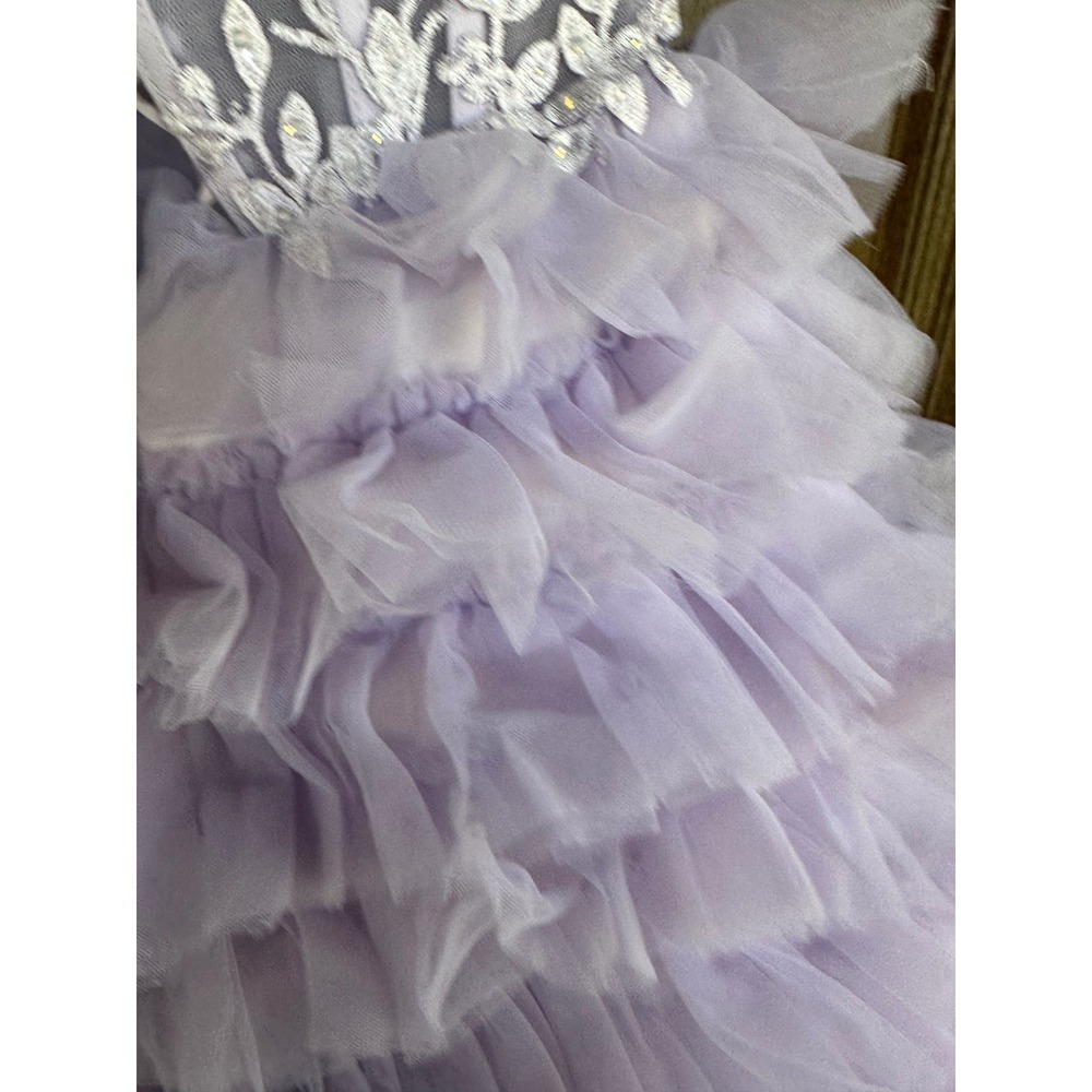Alyce Paris Lilac Tulle Ruffle Ball Prom Gown Strapless Lace Corset Dress SZ 0 - Picture 7 of 12